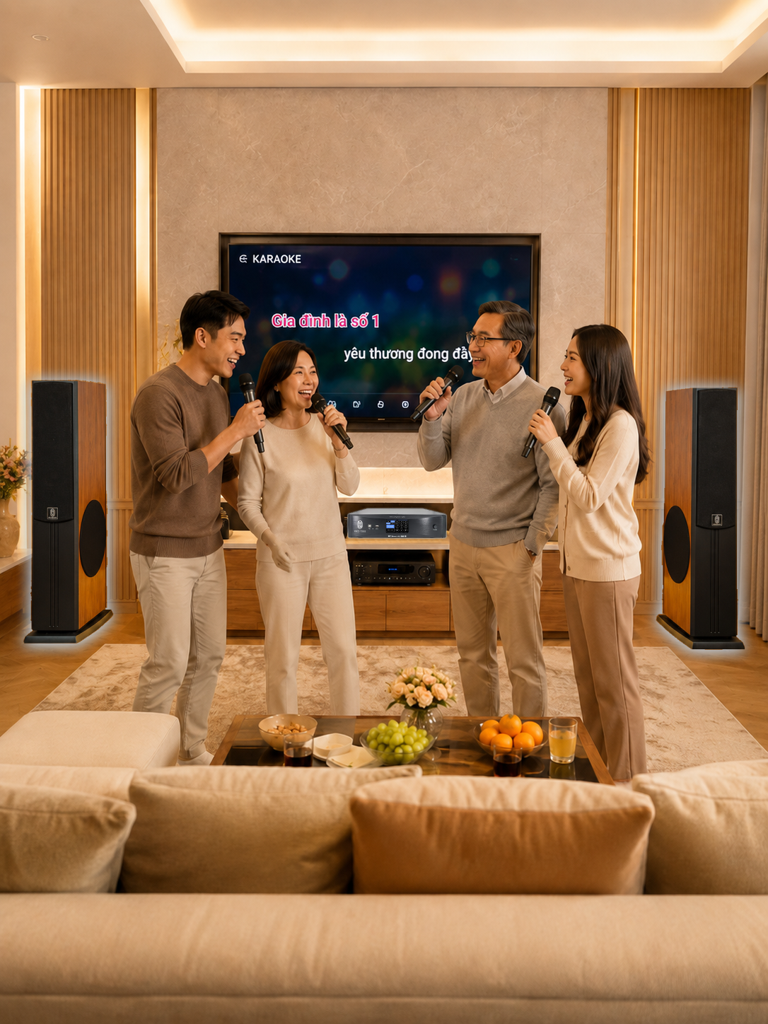Hát karaoke tại nhà cùng gia đình